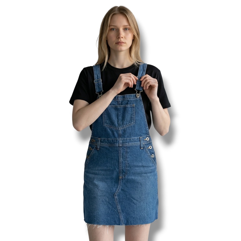 AG Adriano Goldschmied Kaitlin Skirt Overall‎ Womens Size S 27 Denim Dress Blue